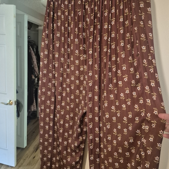 Free People Intimates Burgundy Floral Pants Xl Pajama Lounge Or Dress - Picture 8 of 10